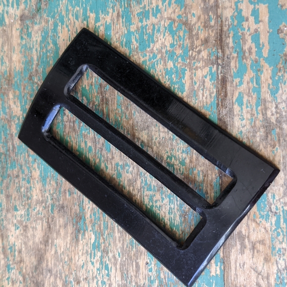 Bundle of 4 Vintage Buckles - Wood, Lucite, Faux Leather Tight Top, Cardboard - Picture 8 of 14